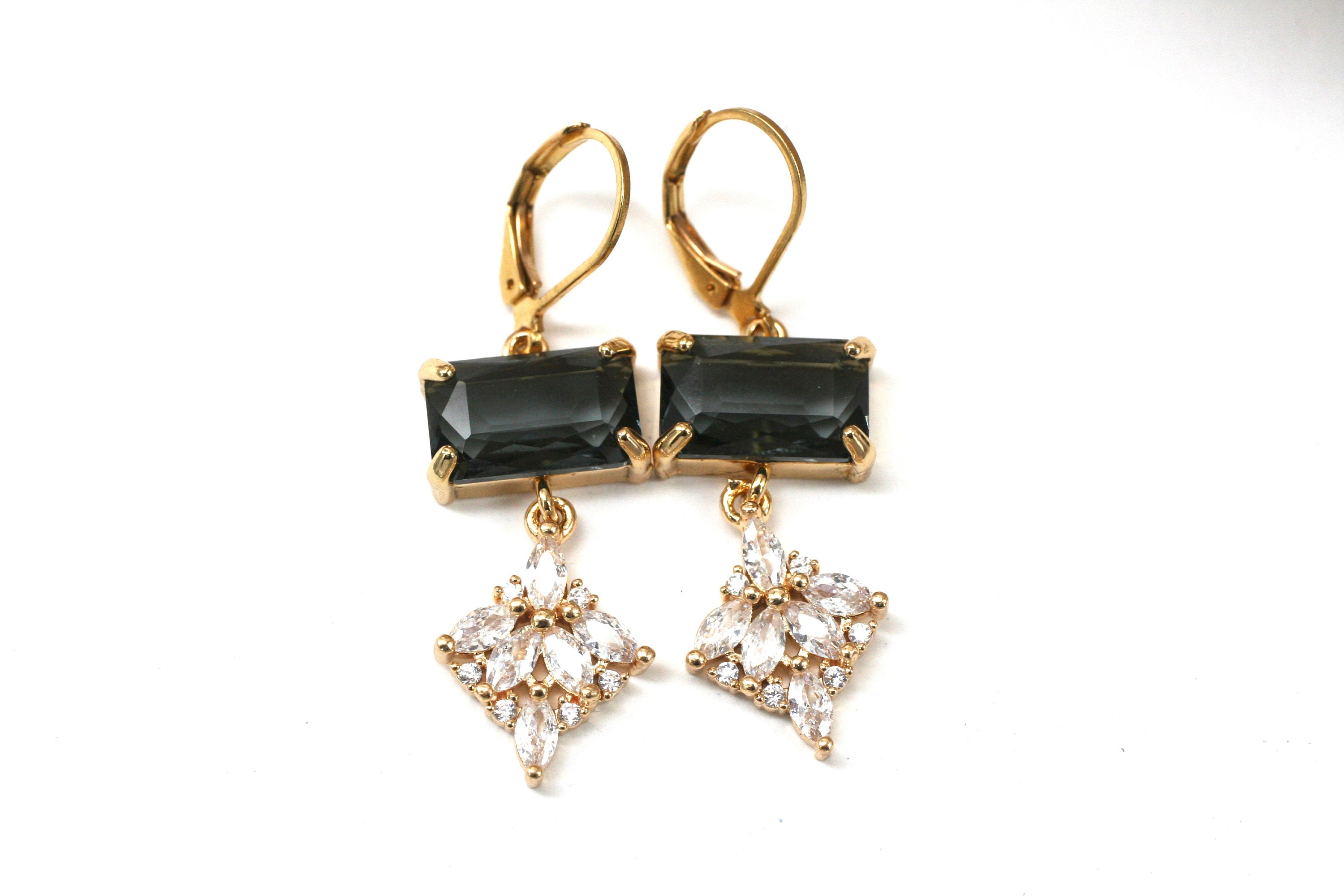 Crystal Fan Art Deco Earrings Art Deco Jewelry Flapper - Etsy