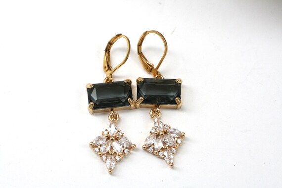Crystal Fan Art Deco Earrings Art Deco Jewelry Flapper - Etsy