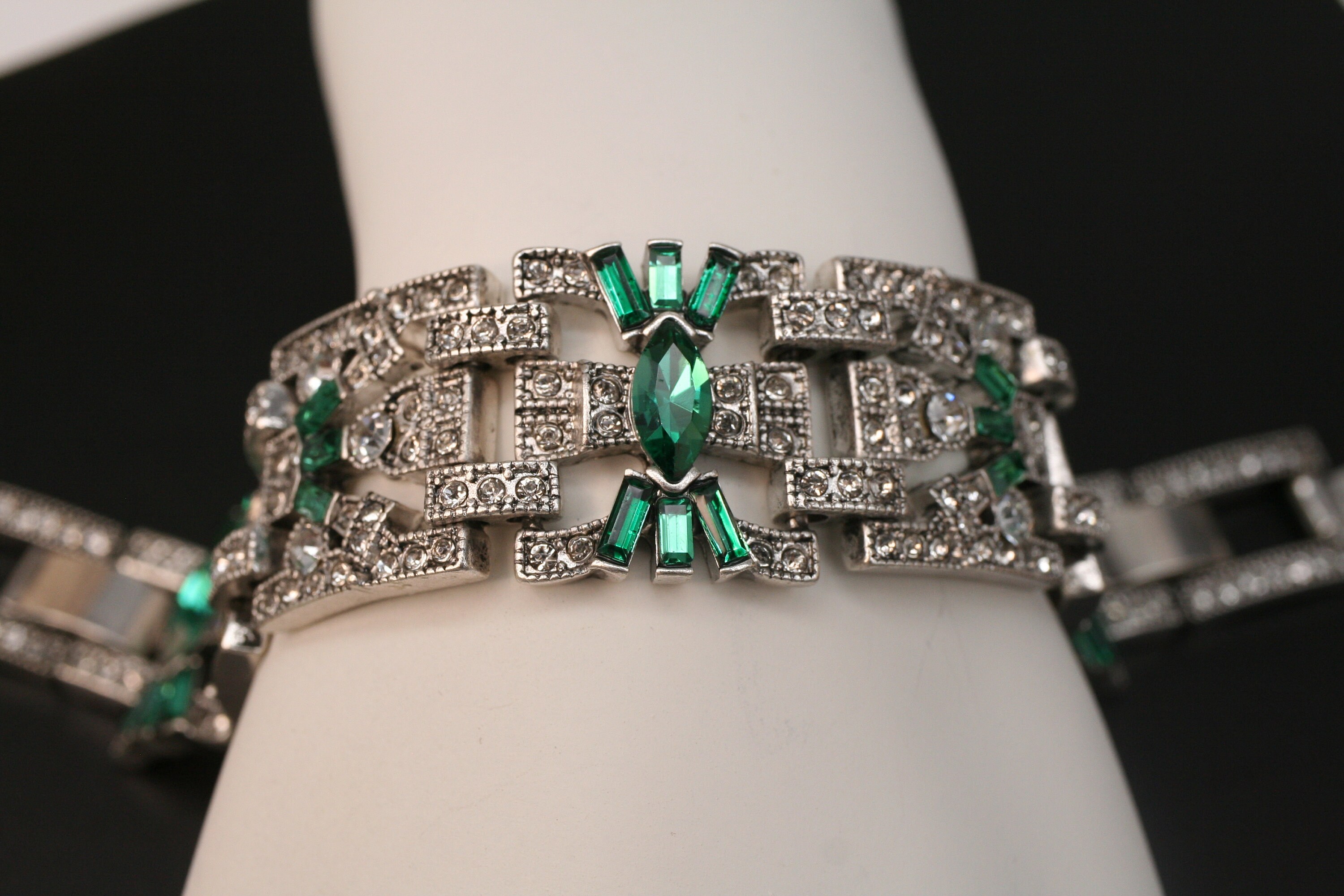 Vintage art deco shop rhinestone bracelet