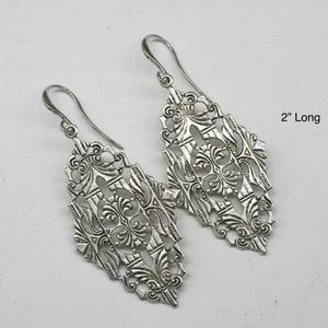 Silver Art Deco Earrings- Art Deco Jewelry- Vintage Style 1920’s Earrings- Antique Silver Earrings- Long Drop Earrings- Flapper Earrings