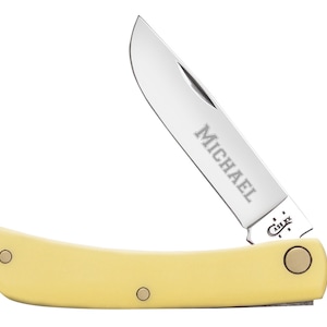 Personalized Case Knives Yellow Synthetic Sod Buster Jr Knife - Free Engraving!