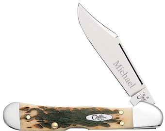 Case Lockbackmesser: Roter Knochen, Corn Cob Jig, kostenlose Lasergravur