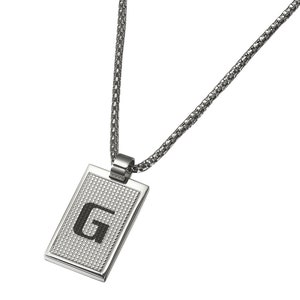 Personalized Caseti Grid Stainless Steel Pendant Necklace - Free Engraving!