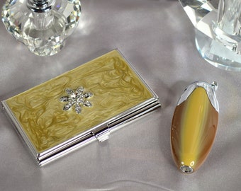 Personalized Business Card Case & Perfume Atomizer Gift Set - Free Engraving!