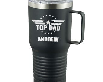 Visol Cameron 32 oz Insulated Tumbler with Handle - Custom Engraved Father’s Day and Dad Birthday Designs with Personalized Name