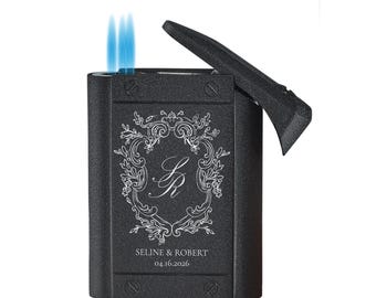 Encendedor de puros Visol Olympus Triple Torch - Grabado personalizado. 2 opciones de diseño para bodas, aniversarios, cumpleaños y ocasiones especiales.