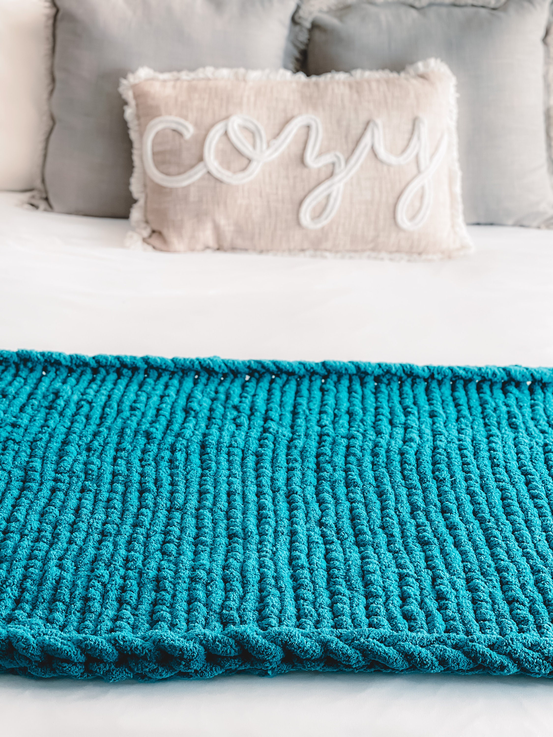 TEAL COZY THROW chenille soft chunky blanket best blankets Etsy