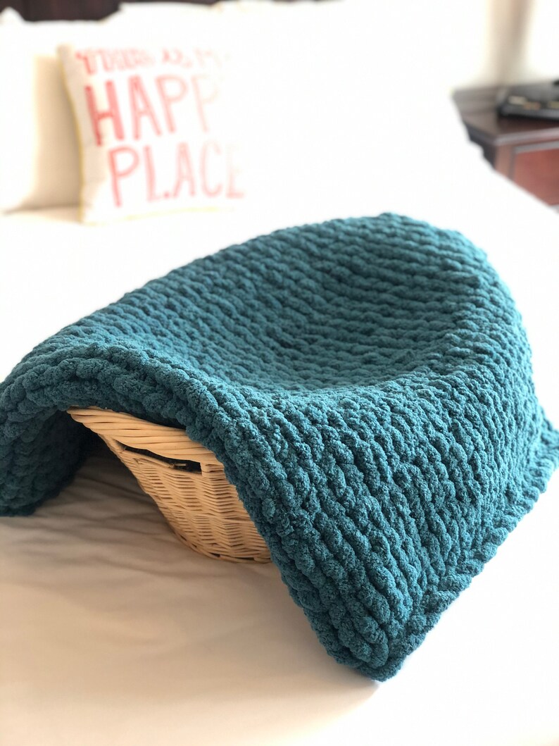 TEAL COZY THROW chenille soft chunky blanket best blankets Etsy