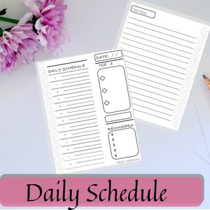Daily Schedule Insert with Notes