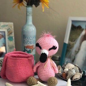 Hatching Flamingo, Handmade Crochet Flamingo