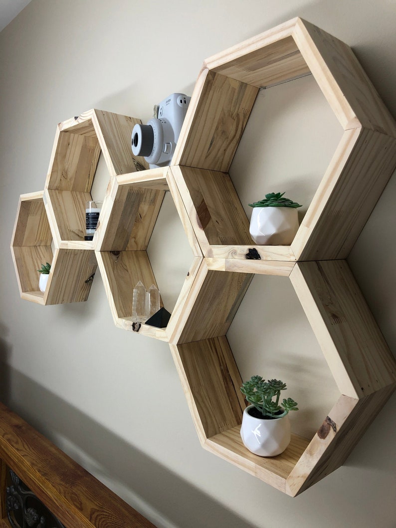 Modern Wooden Hexagon Shelves Multipurpose Any Room Etsy