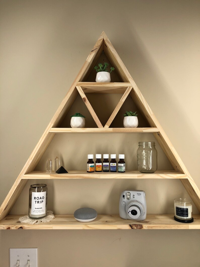 Rustic Wooden Geometric Shelves Triangle Etsy