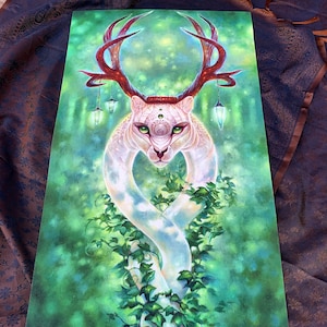Amulet Of Cernunnos, Hemp Paper Prints, Pagan Lore Original Art, Celtic Art, Green Man Forest God + Goddess Art Print, Sustainable