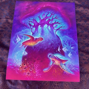 Turtle Tree, Matte Paper Print, Original Fantasy Artwork, Sustainable Reproduction, Magical Fantasy Witchy Art, Colorful Design