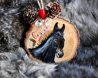 Hand Painted Pet Ornament, Pet Wood Slice Ornament, Custom Pet Ornament, Christmas Pet Ornament, Christmas Pet Gift, Custom Equine Ornament