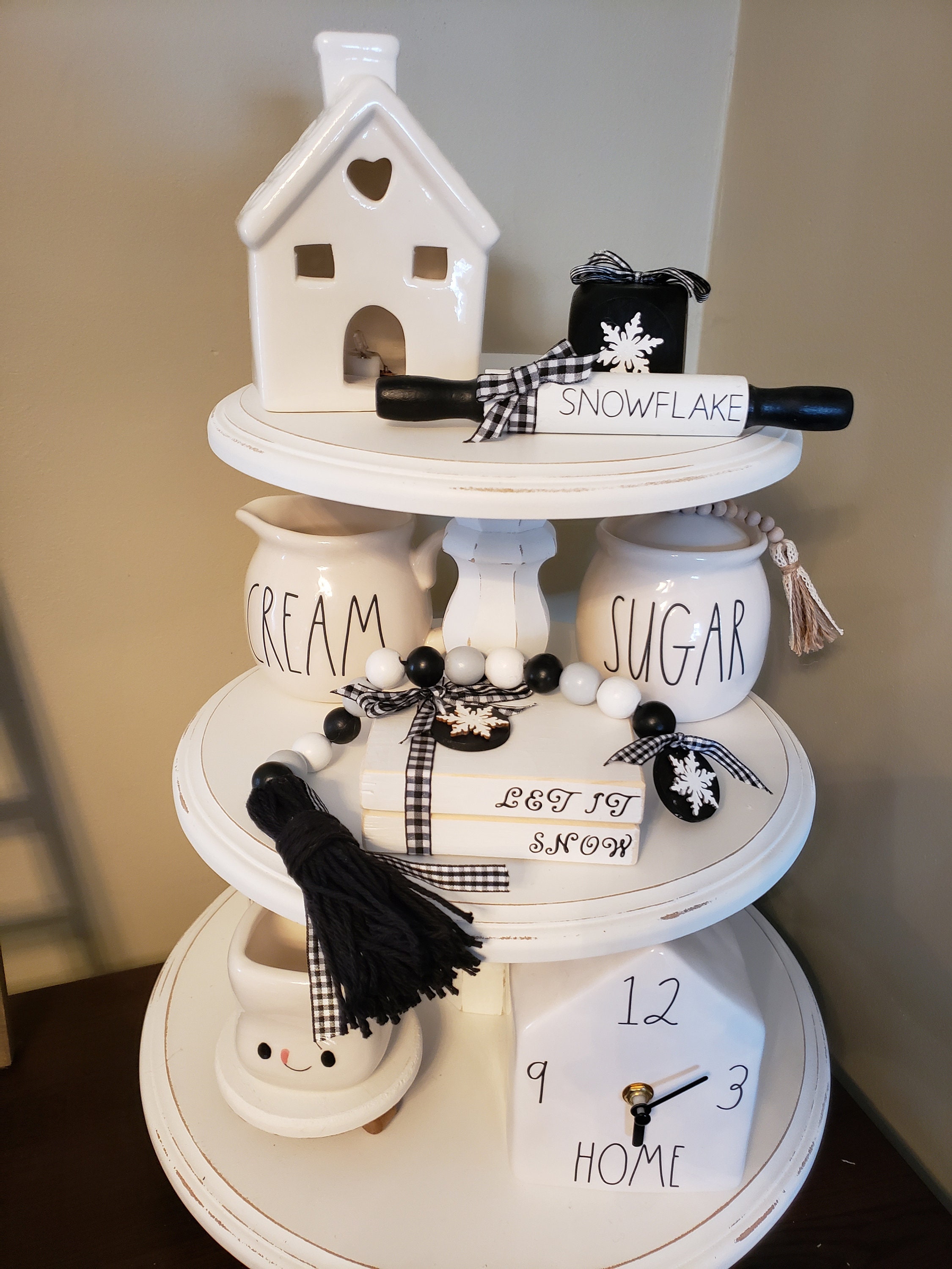 Winter & Snow tiered tray decor farmhouse mini rolling pin Etsy