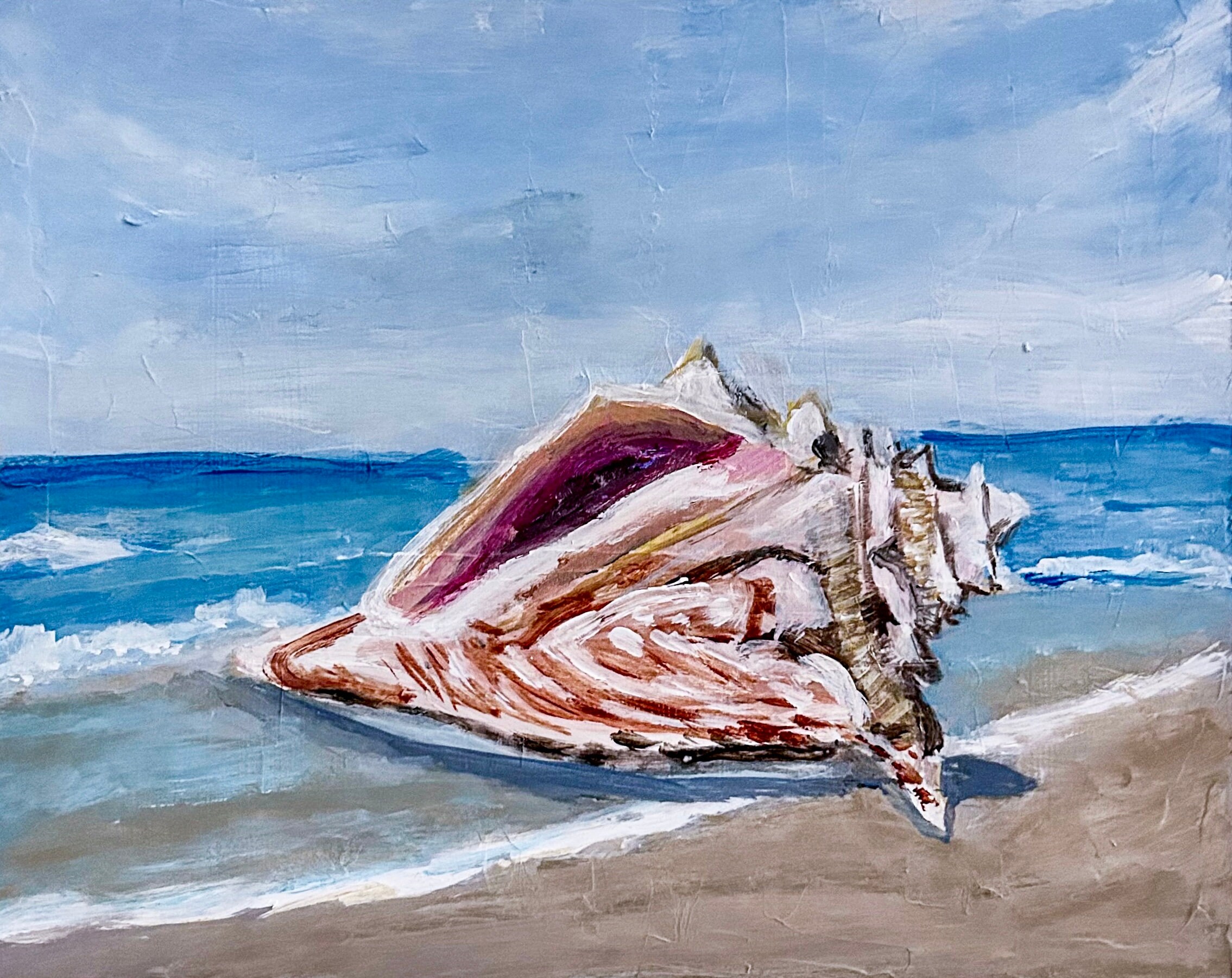 Conch Shell Art Print, Sea Shell, Coastal Decor, Coastal Art Print ...