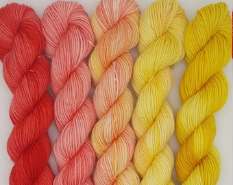 Polynesian Pineapple | Five (5) 20g Mini-skeins | Hand Dyed Yarn | Merino wool