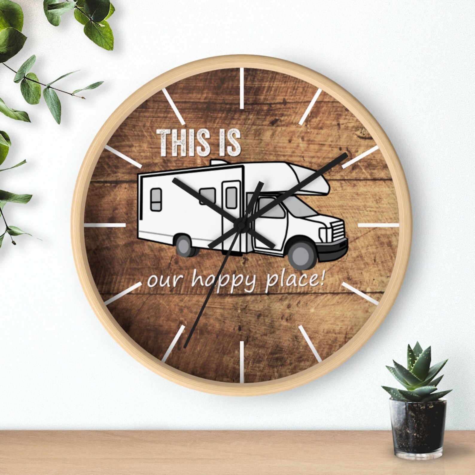 Class C RV Wall Clock with Old Wood Background Etsy