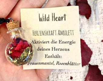 HEART POWER Amulet "WILD HEART" Healing Stone Necklace / Herbal Magic / Energy Necklace / Natural Jewelry / Spiritual Jewelry *Magically Charged*