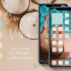 Summer Vibes Icon IOS App Iphone - 1125 iOS App Icon - iOS icon - Widget iOS Aesthetic - iPhone Icon Aesthetic - Pink Blue Green