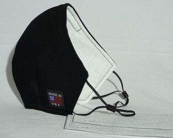 Handmade USA Reusable Cotton Mouth Face Mask 2 Filters Carbon Activated