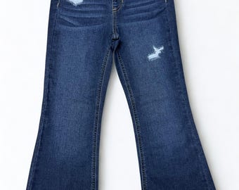 Mädchen Pull-On Flare Jeggings mit Used-Look | Stretch-Denim-Leggings-Hose | Faux Vordertaschen | Weiche High-Rise Bootcut Jeans