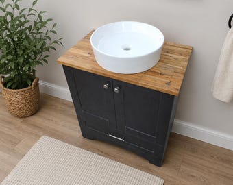 洗面化粧台の天板：オーク材の洗面化粧台天板、木製カウンタートップ、洗面化粧台用ベッセルシンク、カスタムサイズの木製カウンタートップ