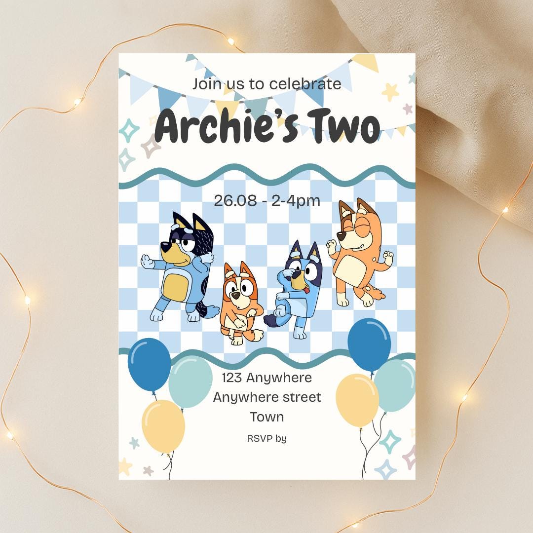 Bluey Party Invitation, Digital Download, Edit in Canva, Second ...