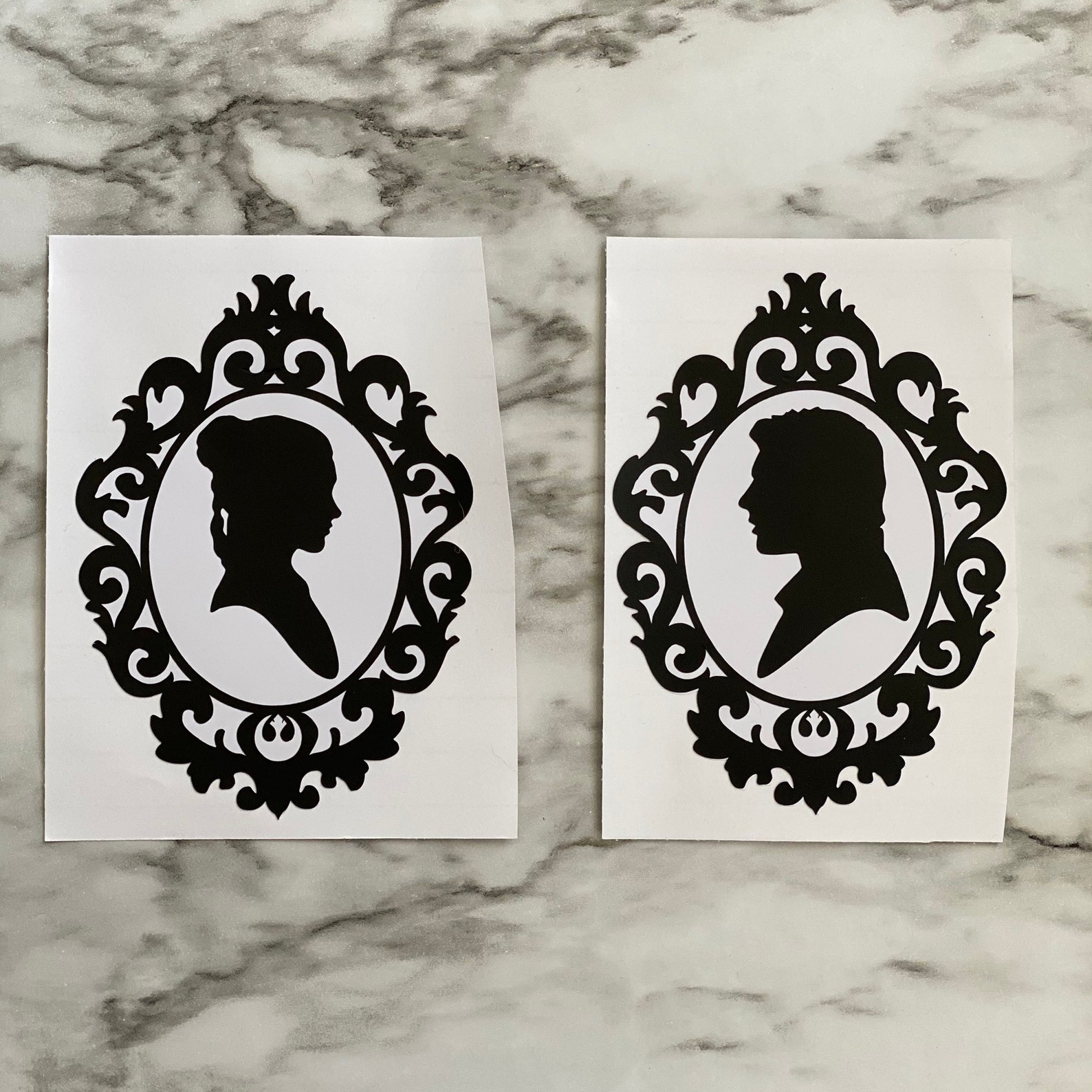 Han Solo and Princess Leia Silhouette Decals | Etsy