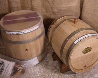 Oak Whiskey Barrel (3L — 5L) NEW Wine Cask with Stand, Bourbon, craft Beer Keg - Primitive Wooden Farm Barrel [Groomsmen Gift]