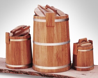 20L ...30L • Oak Barrel w// Lid for Pickles /& Sauerkraut — Fermentation KIT