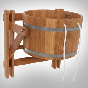 Sauna Bucket Shower 20L 22L OAK Wood Russian bath Extreme Freshening Waterfall Bucket 22L—STANDARD