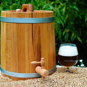 Cone-type Oak Barrel [3L - 5L - 10L] Wine Cask, Bourbon Whisky, craft Beer Keg with Stand - Wooden Barrel Vermouth | Primitive Farm Tub