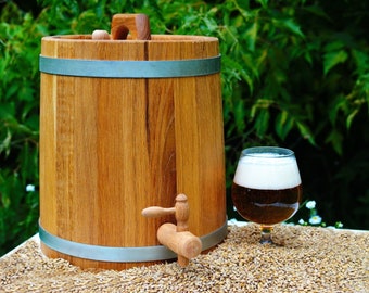Cone-type Oak Barrel [3L - 5L - 10L] Wine Cask, Bourbon Whisky, craft Beer Keg with Stand - Wooden Barrel Vermouth | Primitive Farm Tub