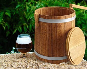 Oak Barrel [10L — 15L] with Lid | Wooden Container for Pickles & Sauerkraut eco-Friendly / Wooden Oak Bucket - Kombucha Crock