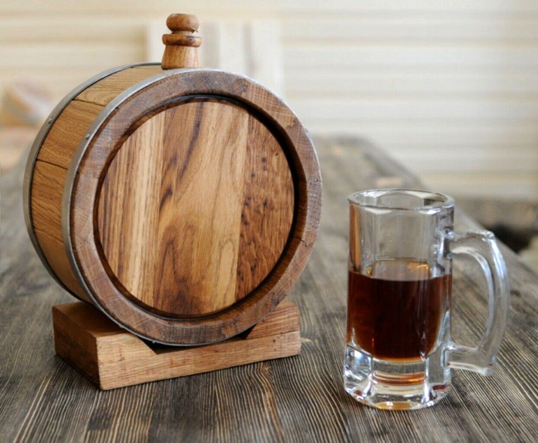 Personalized Oak Whiskey Aging Barrel [2 Liters] — 8" Wood Canteen With Stand Etsy