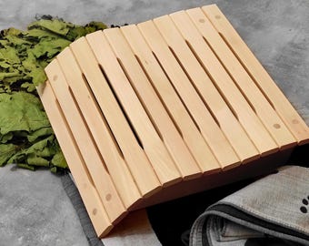 Ergonomic Linden Wood Sauna Headrest, Flexible Wooden Pillow / Finnish Spa Accessories - Anatomical Steam Bath Neck Support Unique Gift