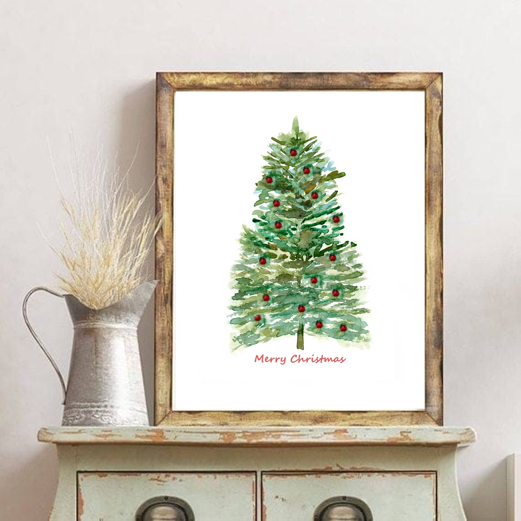 Watercolor Christmas Tree Art Instant Downoload Christmas - Etsy