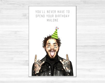 Happy Birthday ROCKSTAR Post Malone Greeting Card, Happy Card