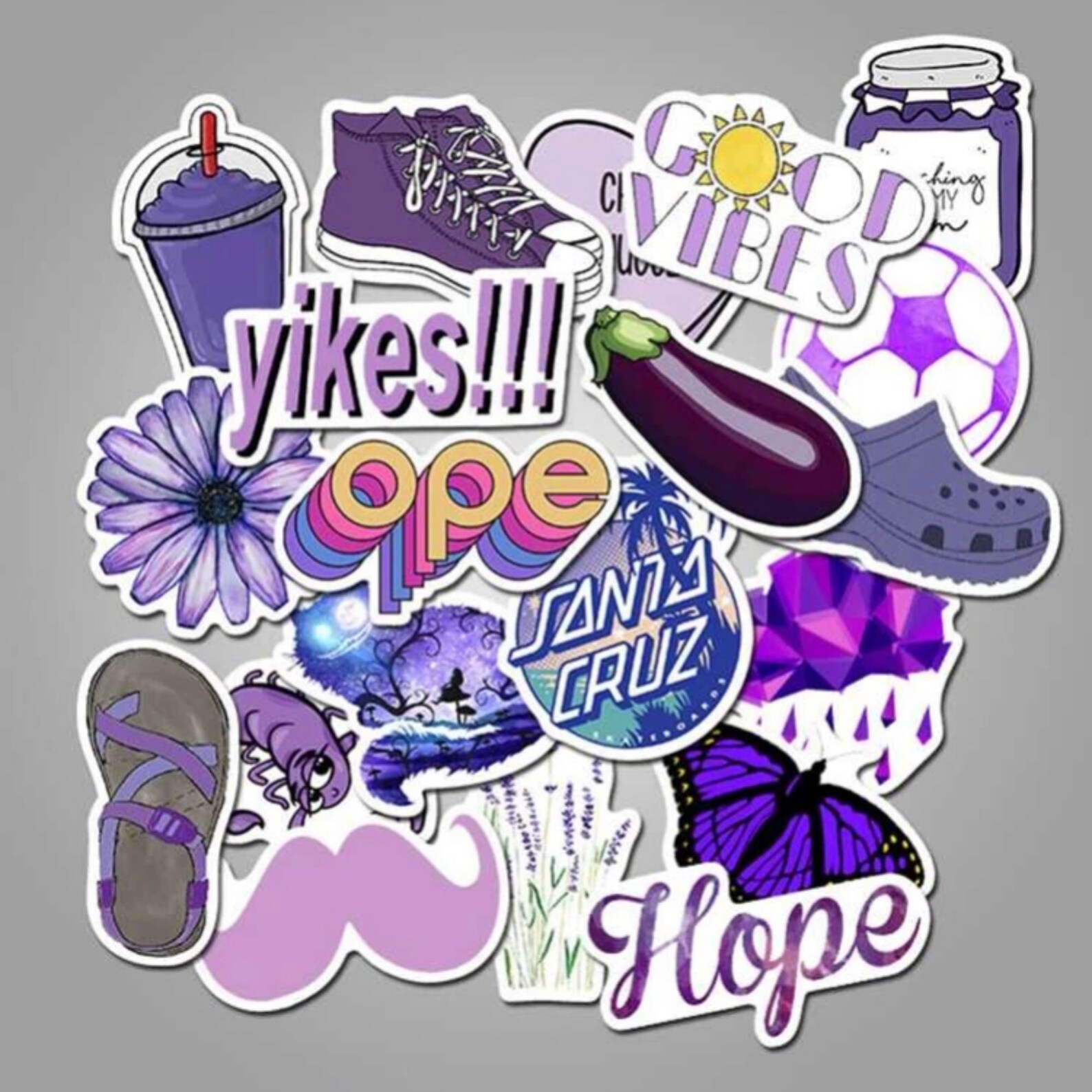 Purple Vibes Sticker Pack of 50 Random Stickers, Purple Lavender