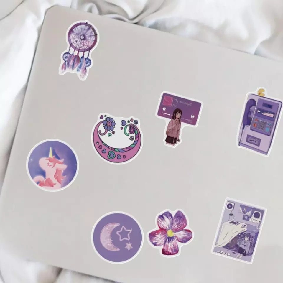 50 Pcs Purple Sticker Pack Mix Sticker Bundle Bulk Stickers Cool Trendy  Aesthetic VSCO Teens Fun Car Stickers Lilac Bright Vibrant Indie 