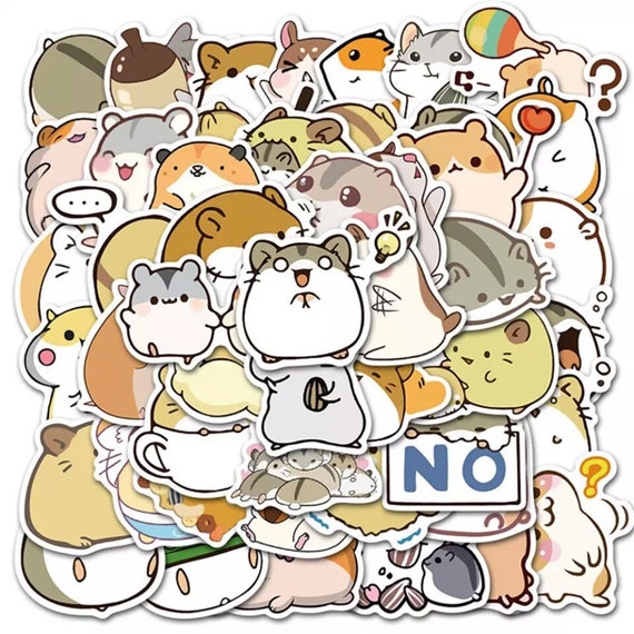 50 Pcs Hamster Sticker Pack Cute Kawaii Cartoon Hamster Etsy