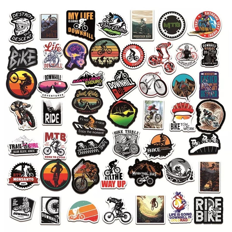 50 Pcs Mountain Bike Sticker Pack MTB Mountain Bicycle Outdoor Etsy