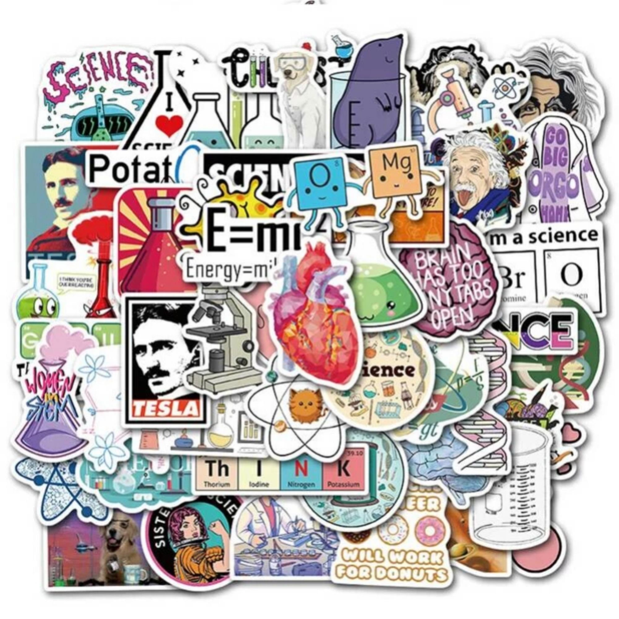 50 Pcs Science Stickers Pack Physics Chemistry Einstein Etsy UK