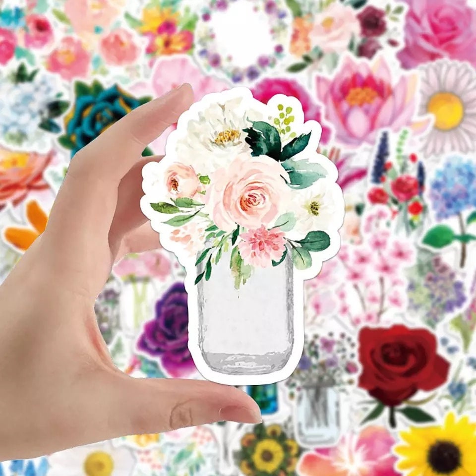 Electronics & Accessories 50 Pcs Flower Sticker Pack Floral Stickers ...