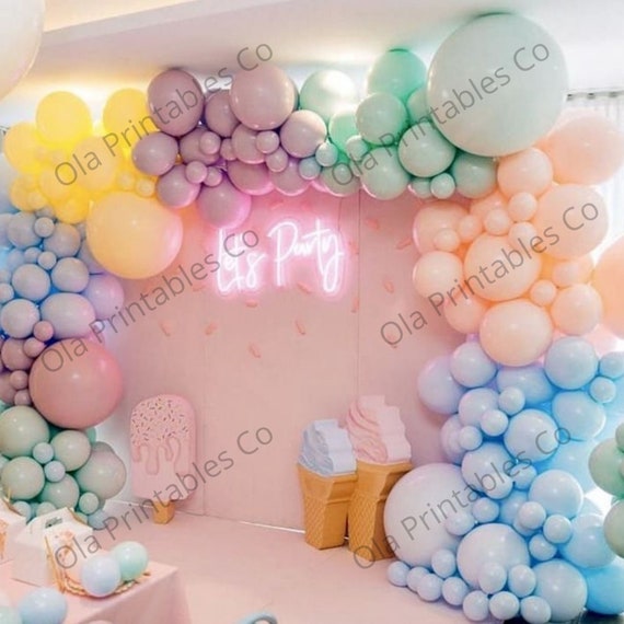 Rainbow Pastel Balloon Garland Arch Kit Unicorn Party Backdrop