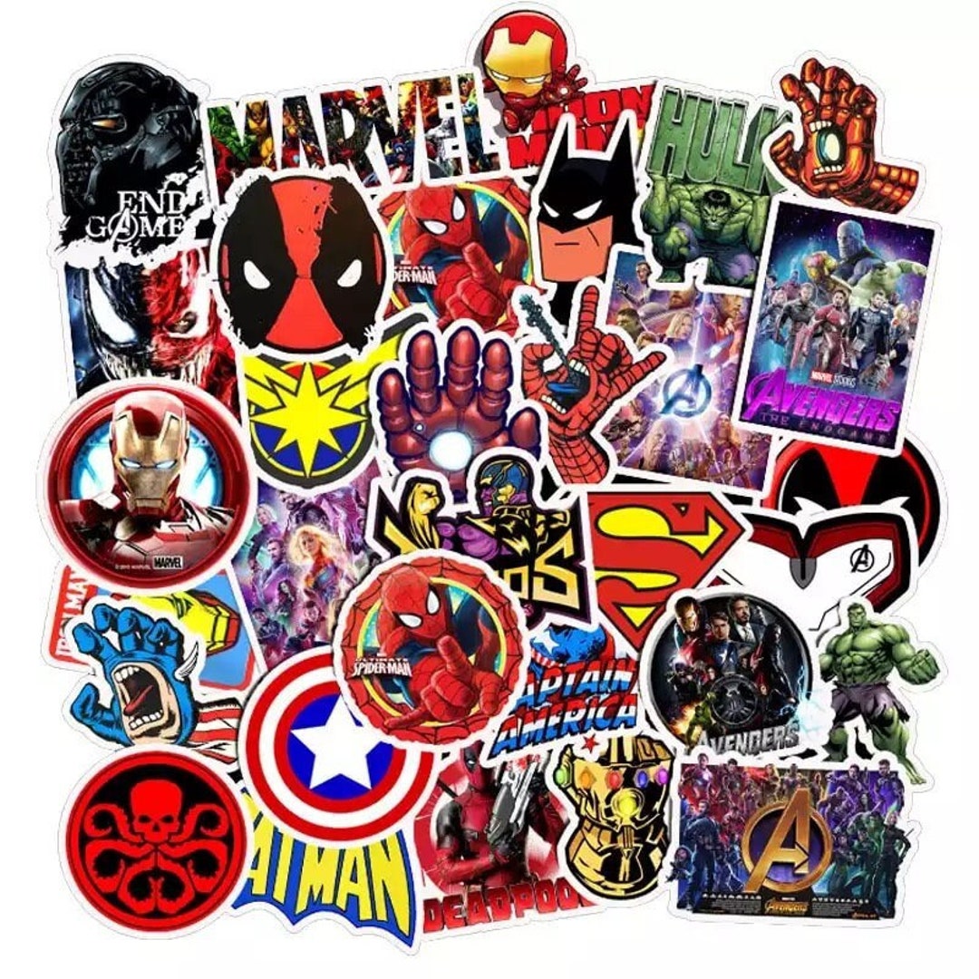 50 Pcs Marvel Sticker Pack Avengers Sticker Pack Batman Etsy