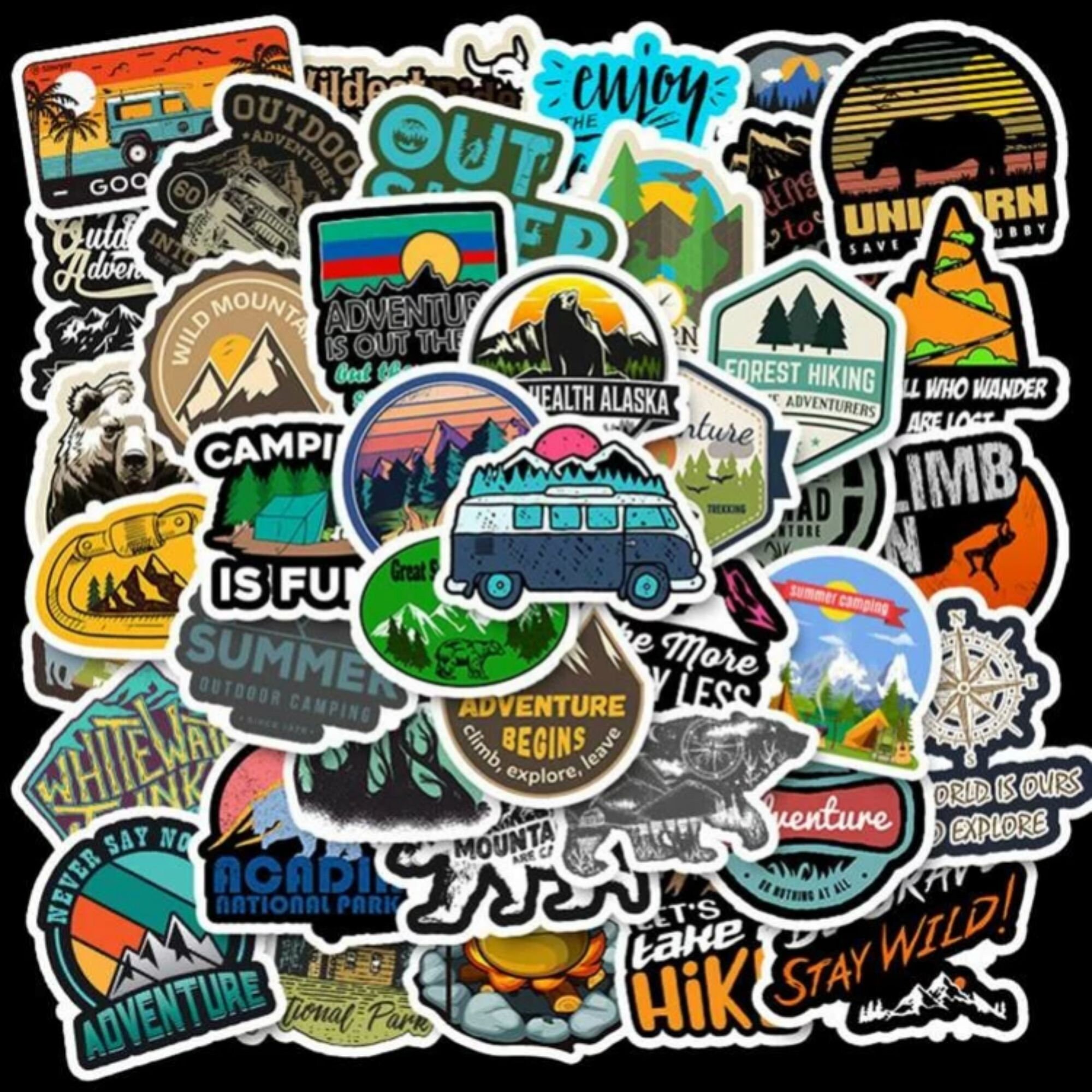 100pcs Ourdoor Camping Hiking Wlid Stickers Pack 