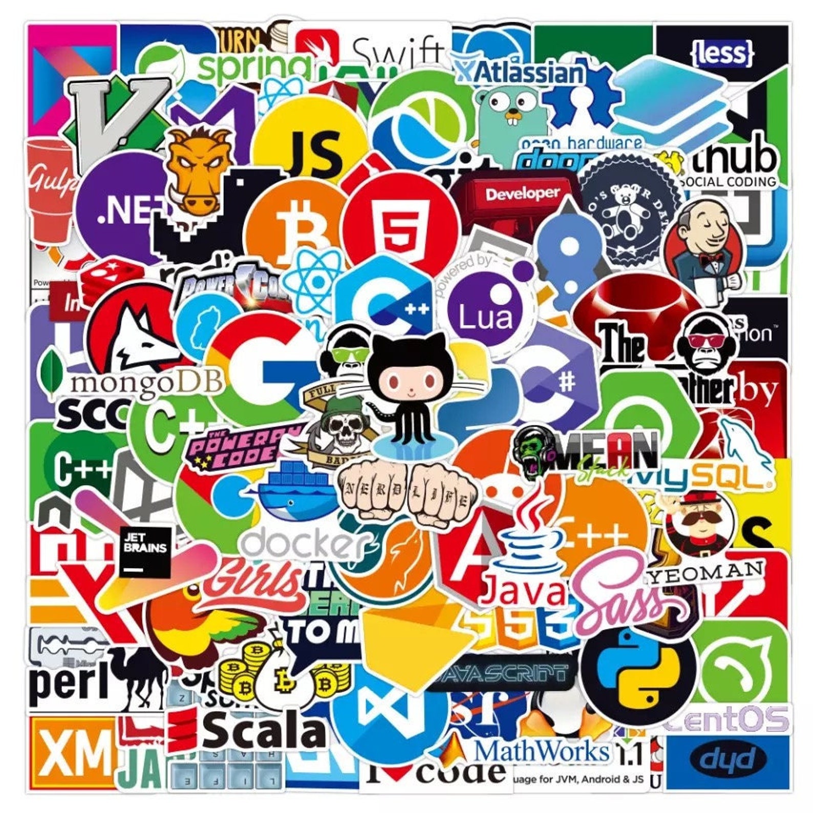 50 Pcs Programming Sticker Pack Coding Stickers Tech Software | Etsy